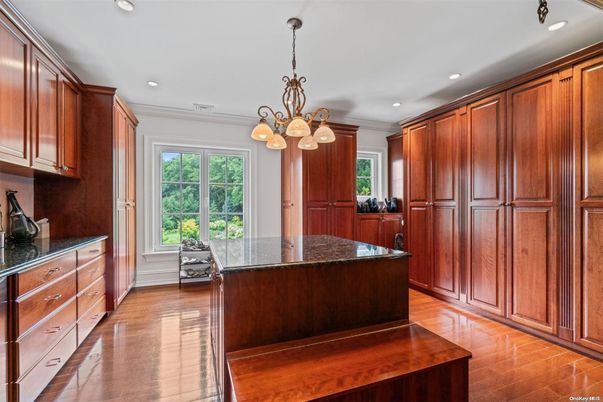 Chandelier, Interior, Kitchen, Pendant Lights, Recessed Lighting, Wood Texture Flooring
