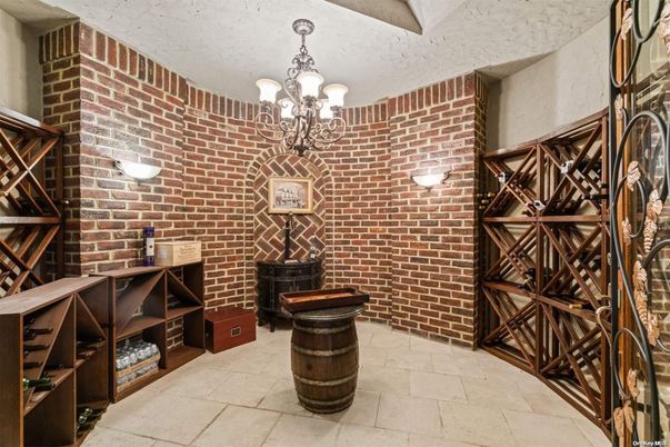 Chandelier, Interior, Stone Walls, Wine Storage