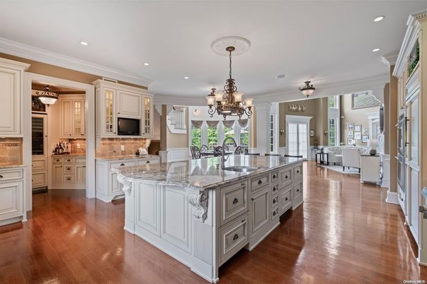 Chandelier, Interior, Kitchen, Pendant Lights, Recessed Lighting, Wood Texture Flooring