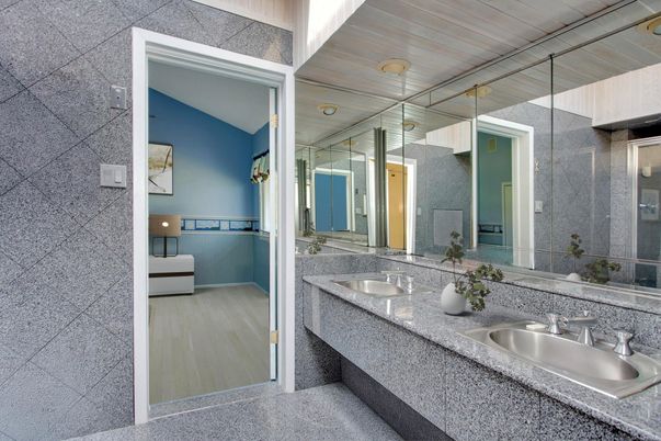 Bathroom, Dual Sink Vanities, Interior, Wood Texture Flooring