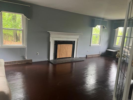 Empty room, Fireplace, Interior, Wood Texture Flooring