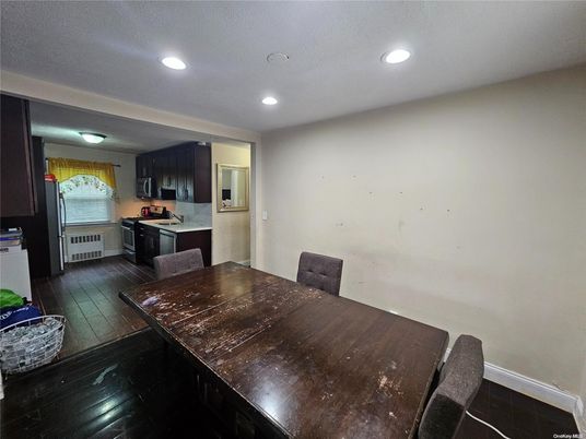Dining room, Interior, Kitchen, Recessed Lighting, Wood Texture Flooring