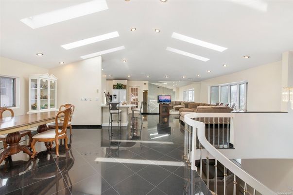 Dining room, Fireplace, Interior, Living room, Recessed Lighting