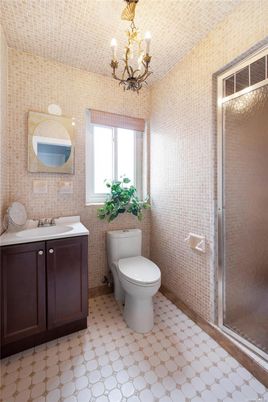 Bathroom, Chandelier, Glass Shower, Interior