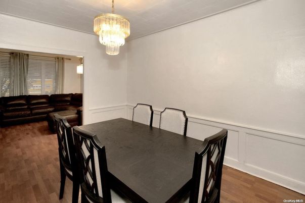Chandelier, Dining room, Interior, Wood Texture Flooring