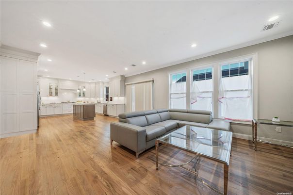 Interior, Kitchen, Living room, Pendant Lights, Recessed Lighting, Wood Texture Flooring