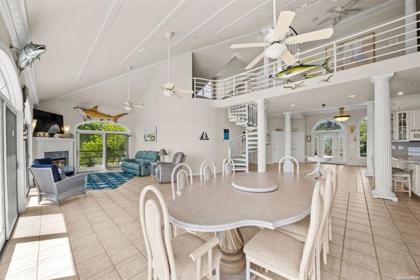 Dining room, Fireplace, Interior, Kitchen, Living room, Recessed Lighting