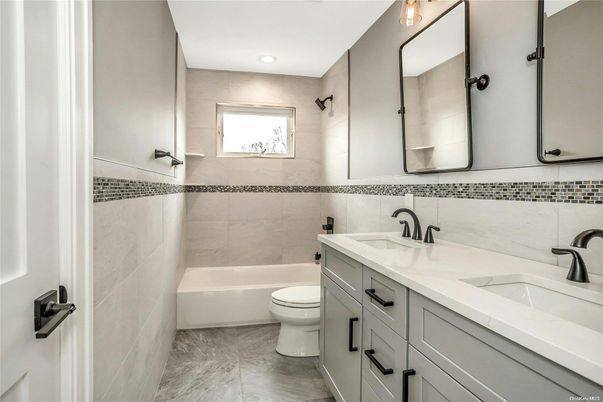Bathroom, Dual Sink Vanities, Interior, Marble, Recessed Lighting