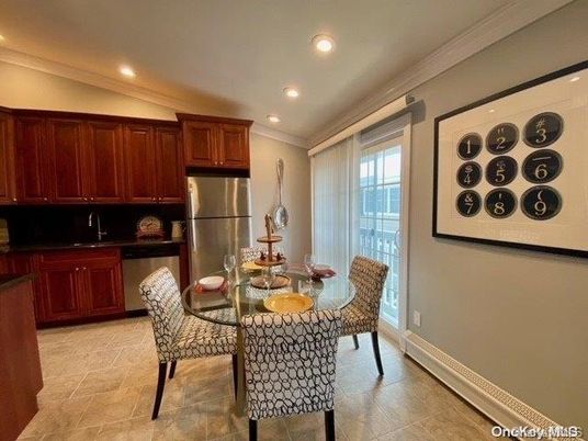 Dining room, Interior, Kitchen, Recessed Lighting, Stainless Steel Appliances