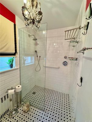 Bathroom, Chandelier, Glass Shower, Interior