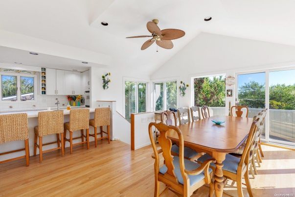 Dining room, Interior, Kitchen, Recessed Lighting, Wood Texture Flooring