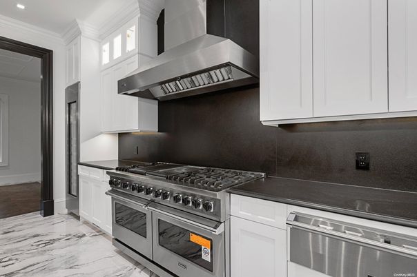 Interior, Kitchen, Marble, Recessed Lighting, Stainless Steel Appliances