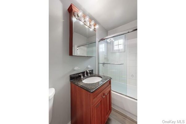 Bathroom, Glass Shower, Interior, Wood Texture Flooring