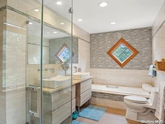 Bathroom, Glass Shower, Interior, Recessed Lighting