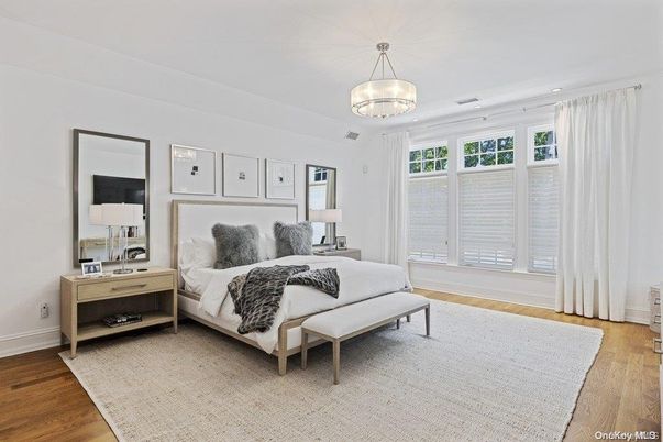 Bedroom, Interior, Pendant Lights, Wood Texture Flooring