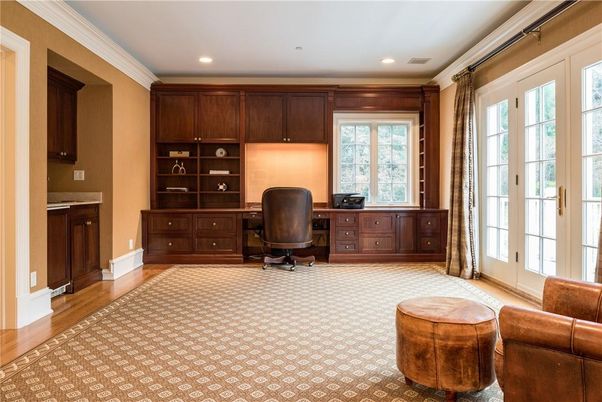 Home Office, Interior, Recessed Lighting, Wood Texture Flooring