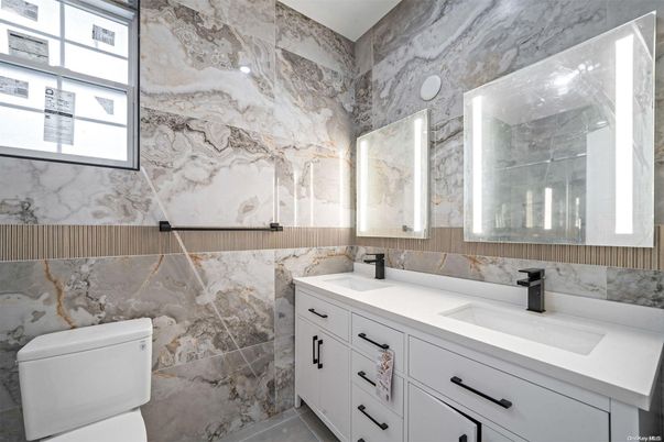 Bathroom, Dual Sink Vanities, Interior, Marble Walls