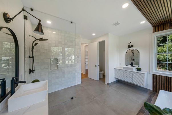 Bathroom, Glass Shower, Interior, Recessed Lighting