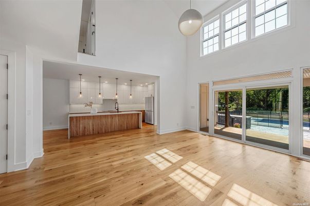 Interior, Kitchen, Pendant Lights, Wood Texture Flooring