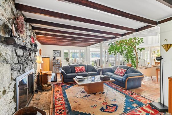 Fireplace, Interior, Living room, Stone Walls, Wooden Beams