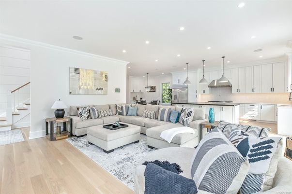 Interior, Kitchen, Living room, Pendant Lights, Recessed Lighting, Stainless Steel Appliances, Wood Texture Flooring