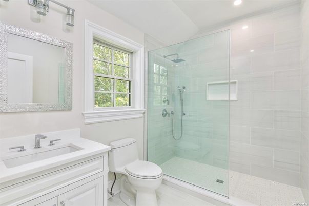 Bathroom, Glass Shower, Interior, Recessed Lighting
