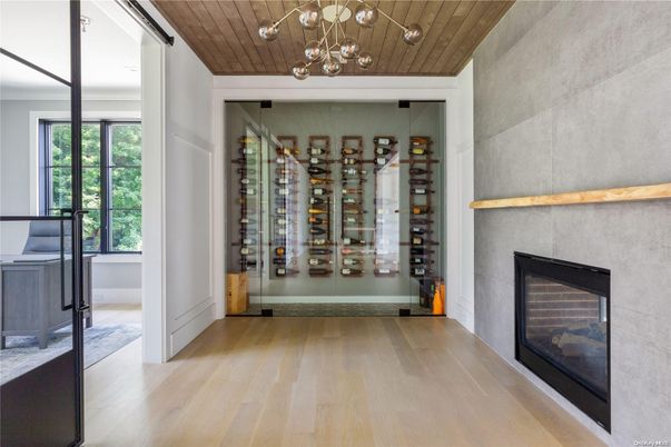 Fireplace, Interior, Pendant Lights, Wine Storage, Wooden Ceilings, Wood Texture Flooring