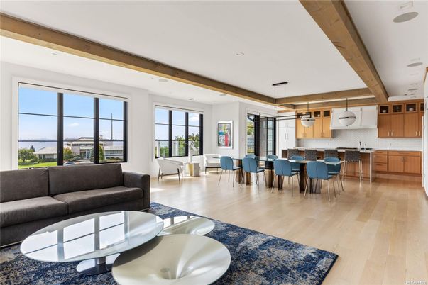 Dining room, Interior, Kitchen, Living room, Pendant Lights, Recessed Lighting, Wooden Beams, Wood Texture Flooring