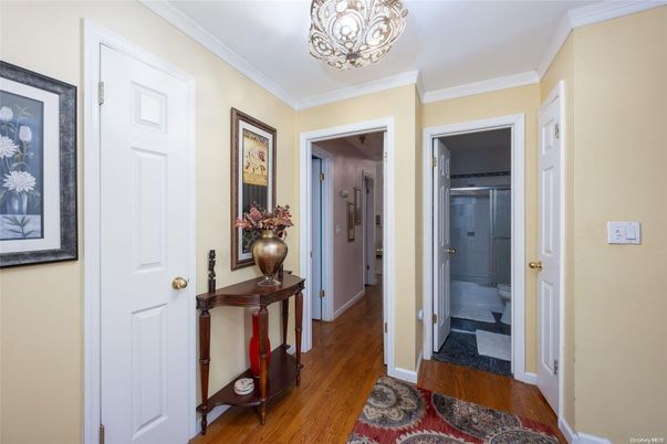 Bathroom, Chandelier, Interior, Wood Texture Flooring