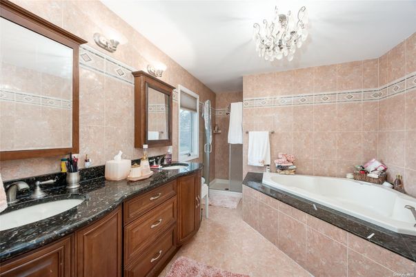 Bathroom, Dual Sink Vanities, Glass Shower, Interior