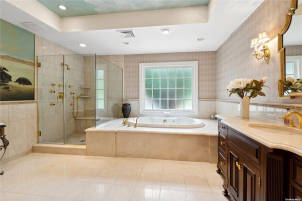 Bathroom, Dual Sink Vanities, Glass Shower, Interior, Recessed Lighting