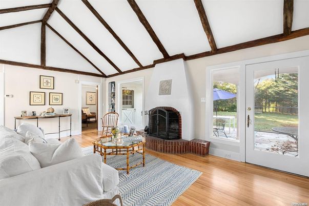 Fireplace, Interior, Living room, Wooden Beams, Wood Texture Flooring