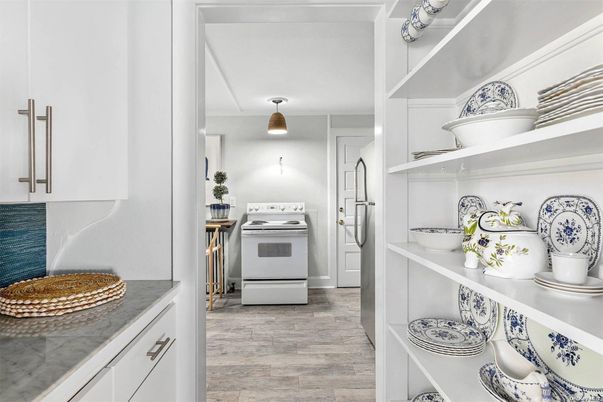 Interior, Kitchen, Stainless Steel Appliances, Wood Texture Flooring