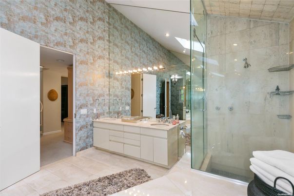 Bathroom, Dual Sink Vanities, Glass Shower, Interior, Recessed Lighting