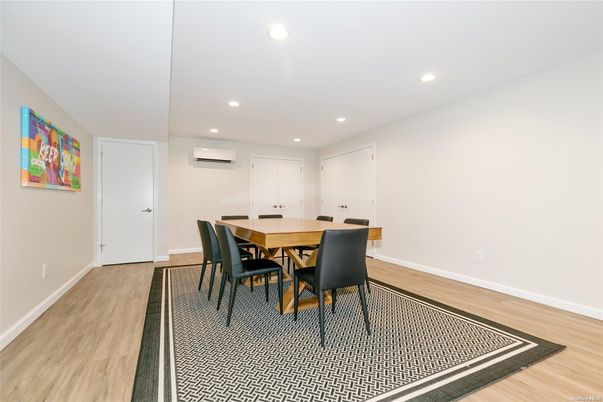 Dining room, Interior, Recessed Lighting, Wood Texture Flooring