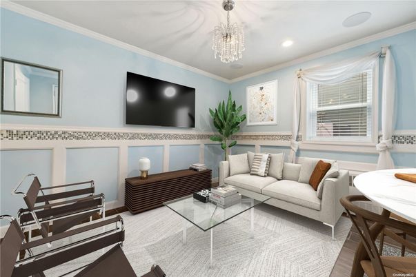 Chandelier, Interior, Living room, Recessed Lighting, Wood Texture Flooring