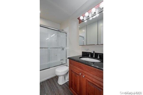 Bathroom, Glass Shower, Interior, Wood Texture Flooring