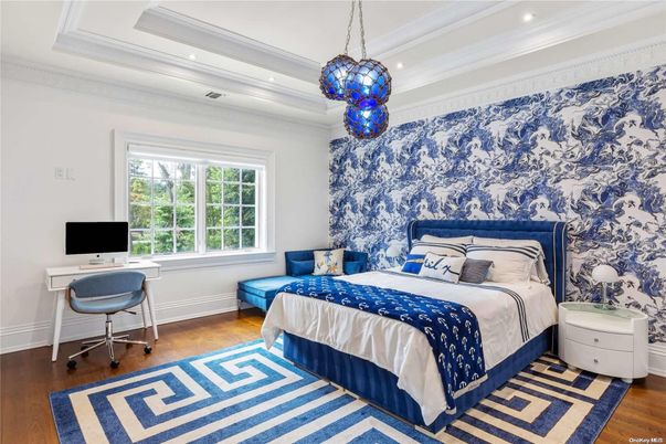 Bedroom, Home Office, Interior, Pendant Lights, Recessed Lighting, Wood Texture Flooring