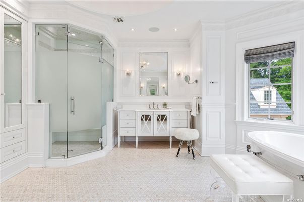 Bathroom, Glass Shower, Interior, Recessed Lighting
