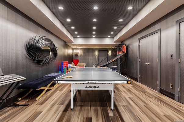 Game Room, Interior, Recessed Lighting, Wood Texture Flooring