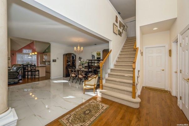 Chandelier, Dining room, Interior, Marble, Wood Texture Flooring