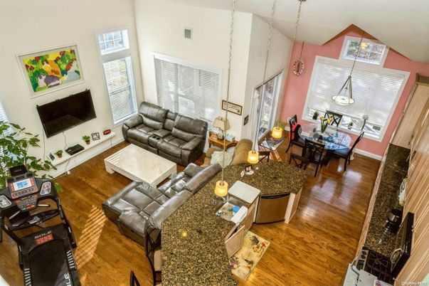 Dining room, Interior, Living room, Pendant Lights, Wood Texture Flooring
