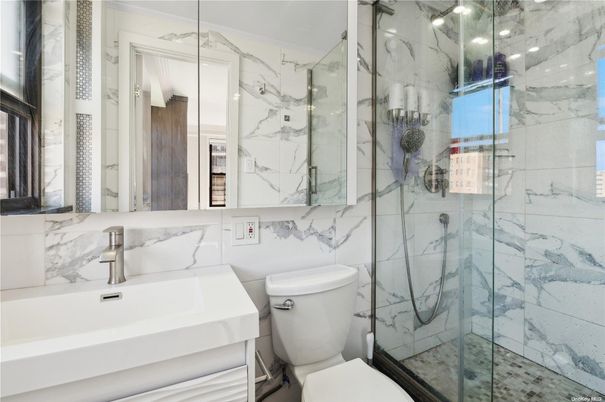 Bathroom, Glass Shower, Interior, Marble Walls