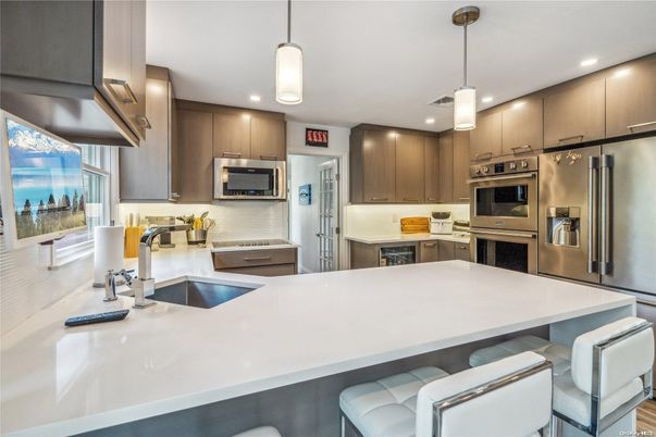 Interior, Kitchen, Pendant Lights, Recessed Lighting, Stainless Steel Appliances