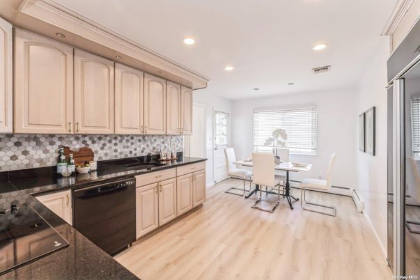 Dining room, Interior, Kitchen, Recessed Lighting, Wood Texture Flooring