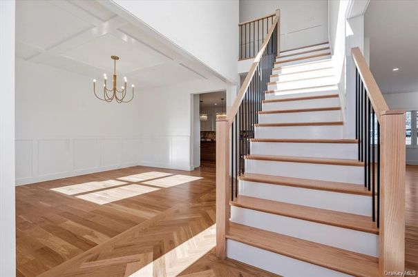 Chandelier, Interior, Recessed Lighting, Wood Texture Flooring