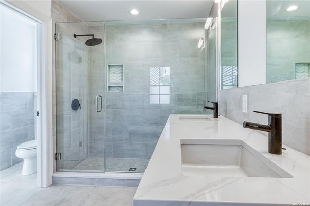 Bathroom, Glass Shower, Interior, Recessed Lighting