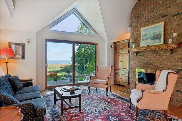 Interior, Living room, Stone Walls, Water, Wood Texture Flooring