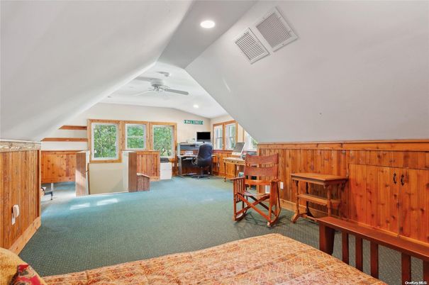 Home Office, Interior, Recessed Lighting, Wooden Walls