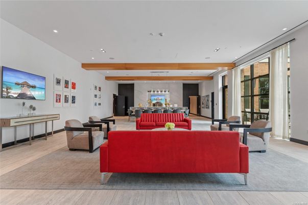 Interior, Living room, Pendant Lights, Recessed Lighting, Wooden Beams, Wood Texture Flooring